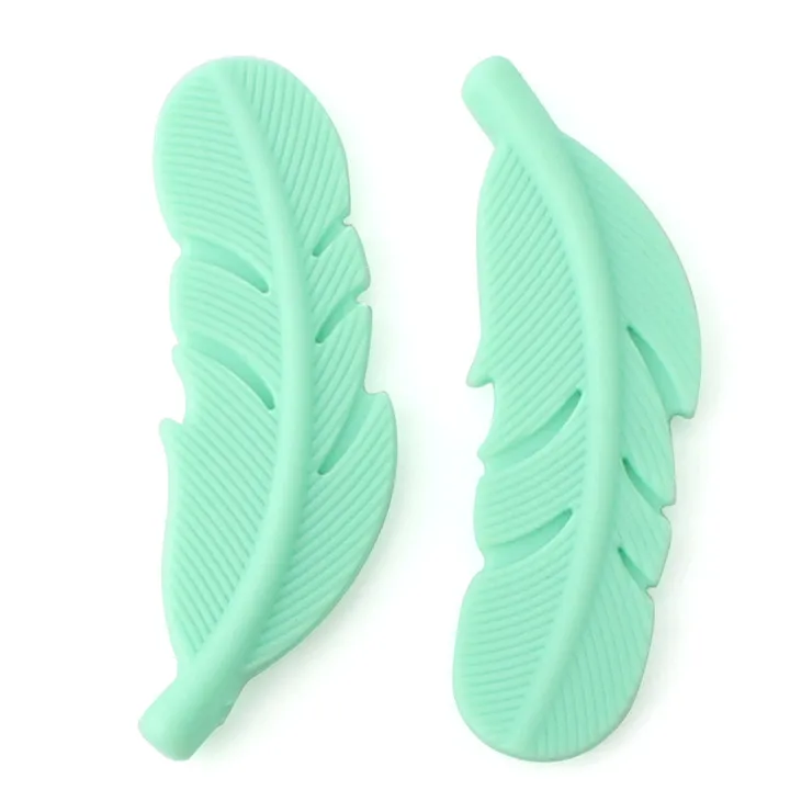 38 Mint Green Keep& grow, 5 шт., силиконовые бусины в виде перьев, Детские Прорезыватели, браслет, жевательное ожерелье, подвеска, пищевая, сделай сам, для изготовления детских прорезывателей - Цвет: 38 Mint Green