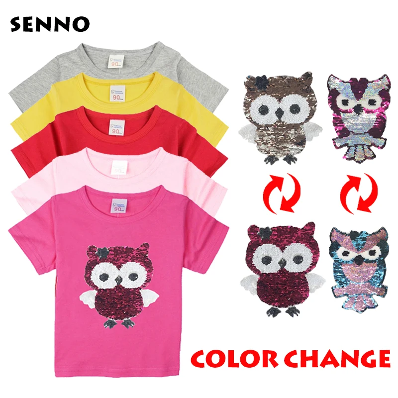 

Color changing sequins flipped reversible sequin t shirt tee shirt kids girls t-shirts with sequins double sided sequin top