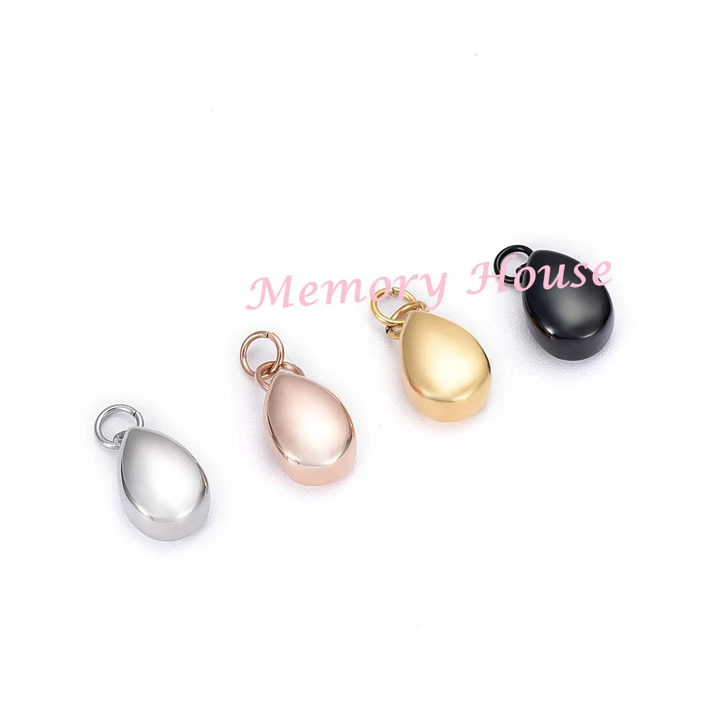 

JJ007 Wholesale or Retail Stainless Steel Tiny Teardrop Cremation Ashes Jewelry Charm - 11mm*8mm DIY Memorial Urn Necklace Women