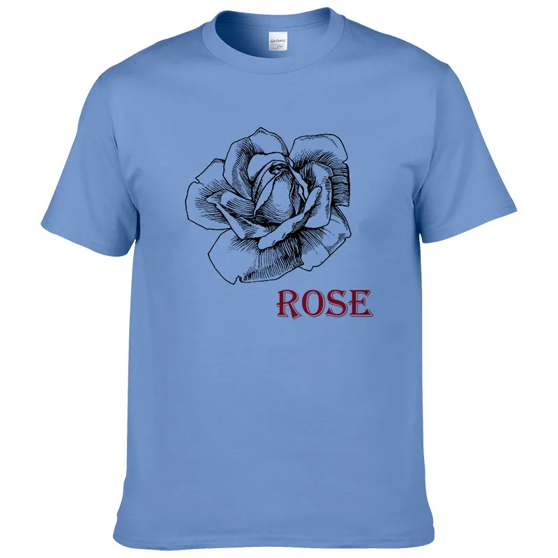 2017 модная летняя футболка с принтом розы мужские хлопковые топы коротким рукавом