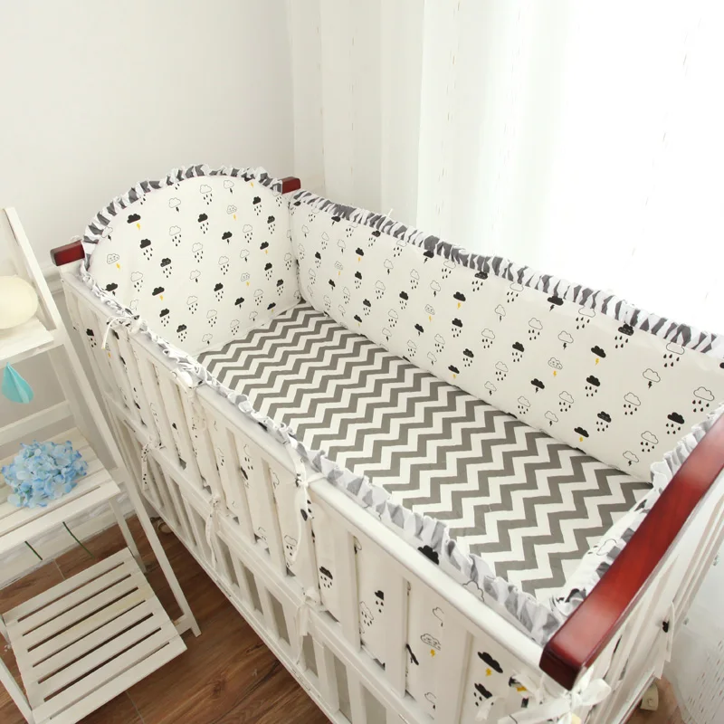 Новинка 2017 года комплект из 5 предметов белая хлопковая накладка на кроватку со