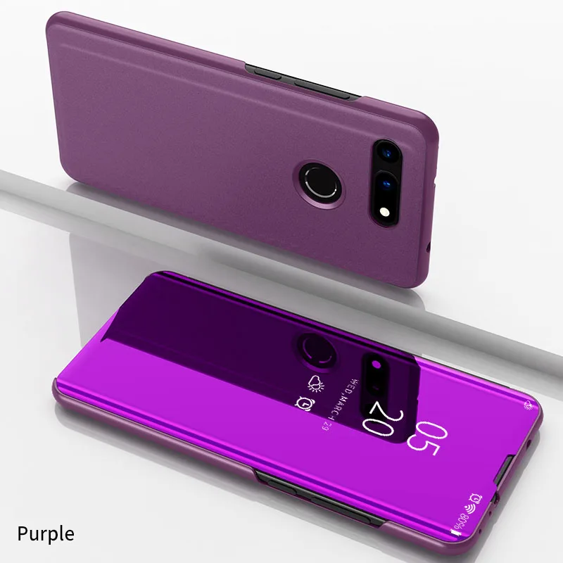 Фиолетовый Чехол Honor View 20 для huawei Honor V20, роскошное умное зеркало, кожаный флип-чехол для телефона huawei Honor V 20, черный чехол - Цвет: Фиолетовый