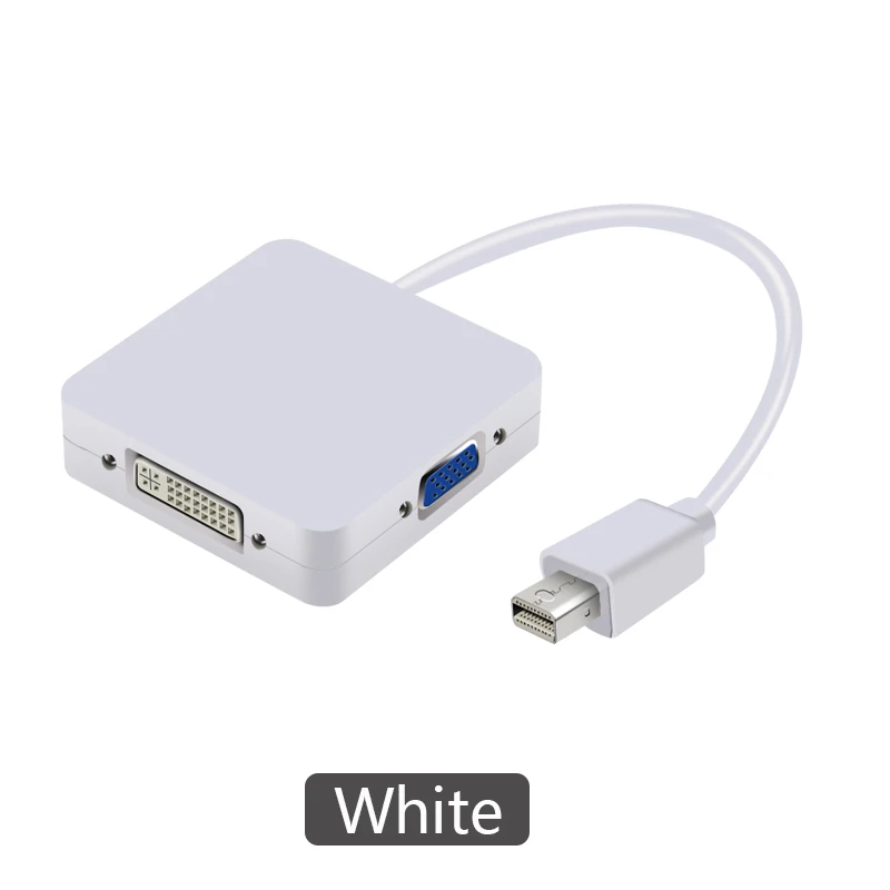 Белый Высокое разрешение 3 в 1 мини дисплей порт HDMI/DVI/VGA дисплей порт кабель адаптер для ПК Apple MacBook проектор Samart tv - Цвет: Белый