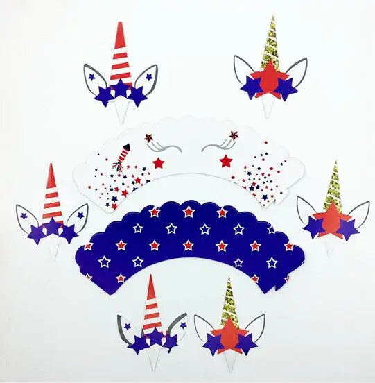 unicorn white blue 24 шт. Минни Микки Маус Собака кекс обертки Топпер выбрать дети день рождения ребенка душ вечерние свадебные товары для украшения торта подарок - Цвет: unicorn white blue