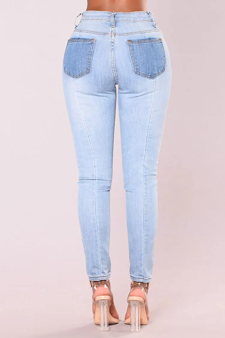 2018 Summer Coloured Jeans Women Pencil Pants Light Blue |