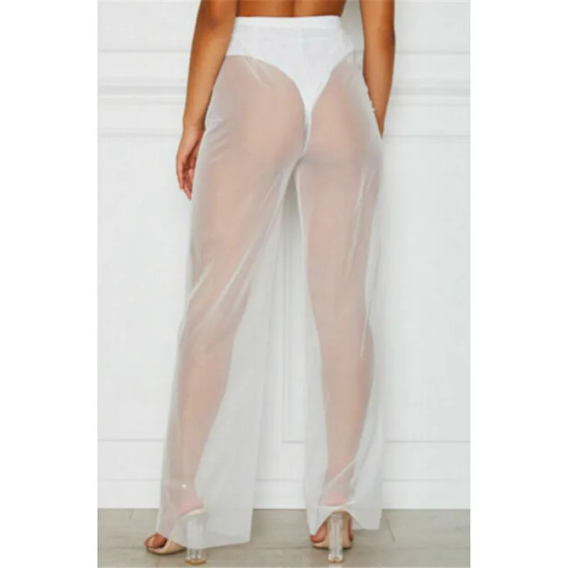 Новые пикантные женские пляжные сетчатые брюки 2019 дюймов с широкими штанинами