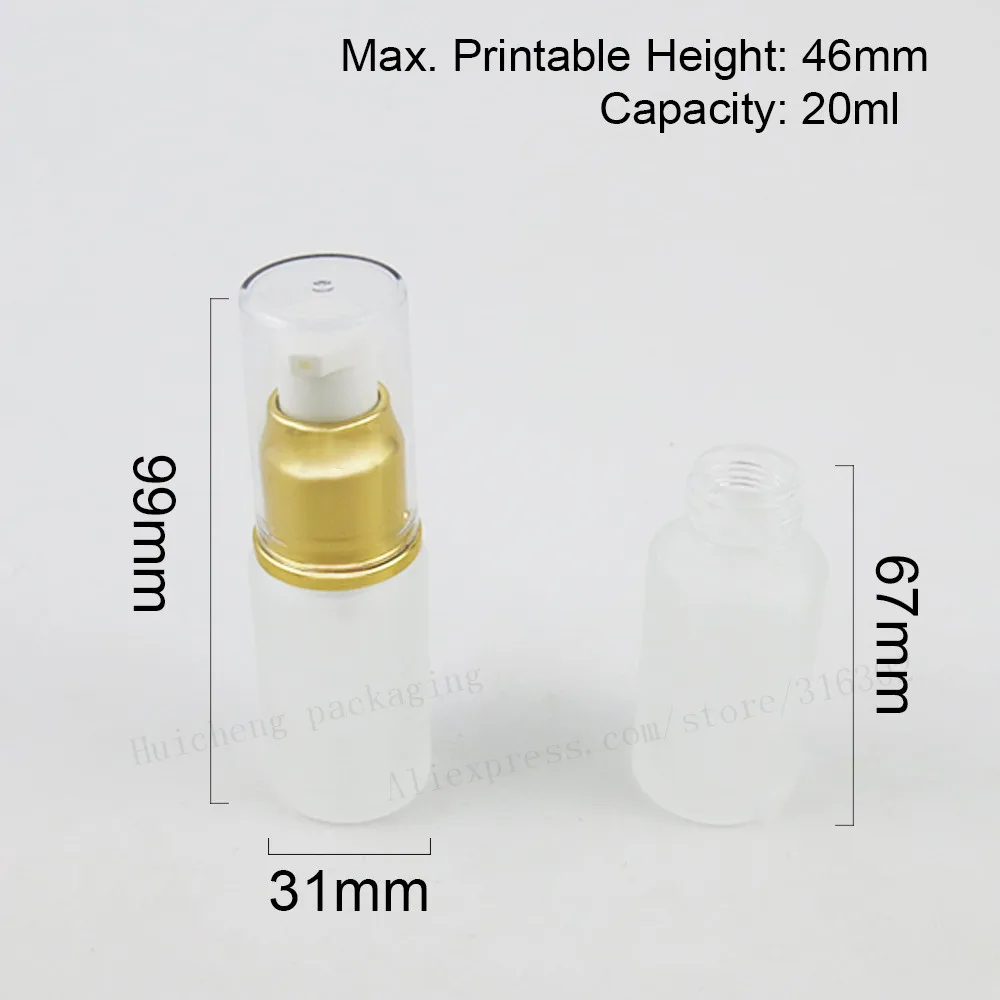 24x20 мл морозостойкая стеклянная бутылка для лосьона 2/3oz алюминиевая насоса 20cc