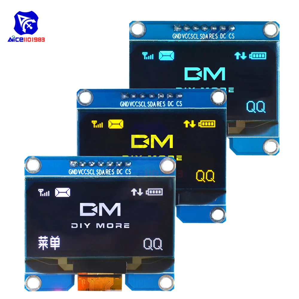 Модуль OLED дисплея SSD1309 с 7 контактами 1 54 дюйма подходит для интерфейса SSD1306 SPI IIC I2C