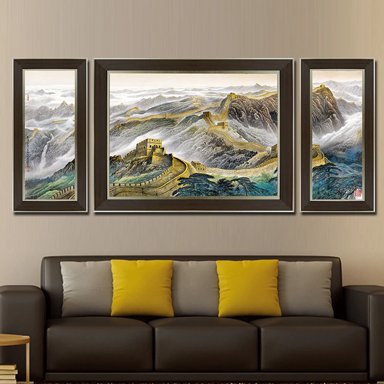 Печать на холсте Великая стена пейзаж 3 шт. современный стиль дешевые картины
