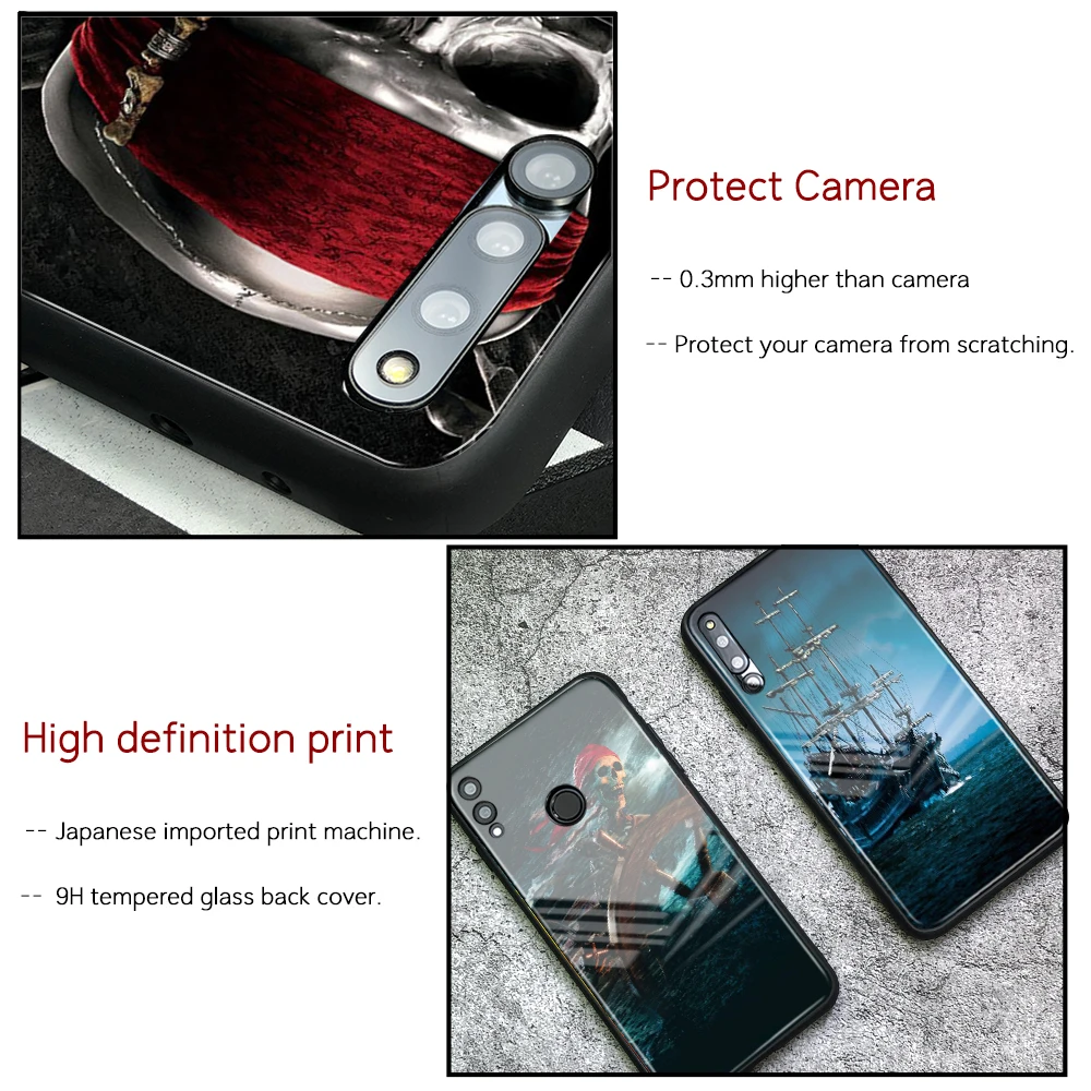 Cover for Huawei P20 Pirates of the Caribbean Tempered Glass Case Mate 9 10 Pro P10 Honor V9 V10 Play Nova 3e | Мобильные телефоны