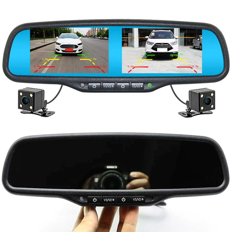 800*480 2CH видео вход 4," TFT lcd цветной Авто парковочные Мониторы 4,3 дюймов Автомобильный зеркальный монитор для камеры заднего вида