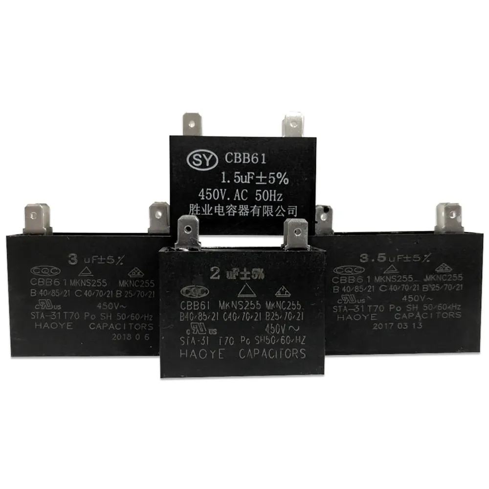 450AVC 1,5 мкФ 2 мкФ 2,5 мкФ 3 мкФ 3,5 мкФ 4 мкФ 5 мкФ 6 мкФ 8 мкФ 10 мкФ 12 мкФ прямоугольной формы кондиционер Запчасти вентилятор моторный запускаемый конденсатор с алюминиевой крышкой
