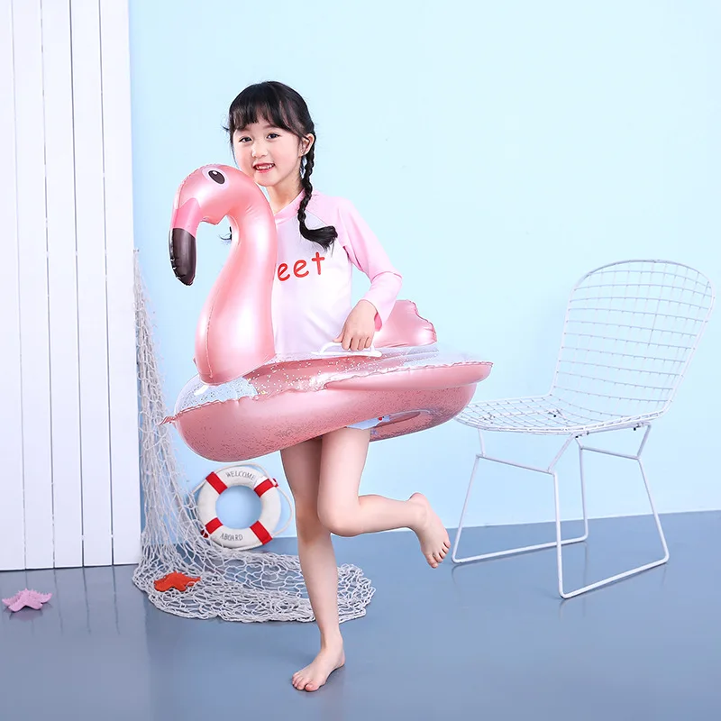 Детское сиденье для бассейна надувной круг с блестками единорог фламинго