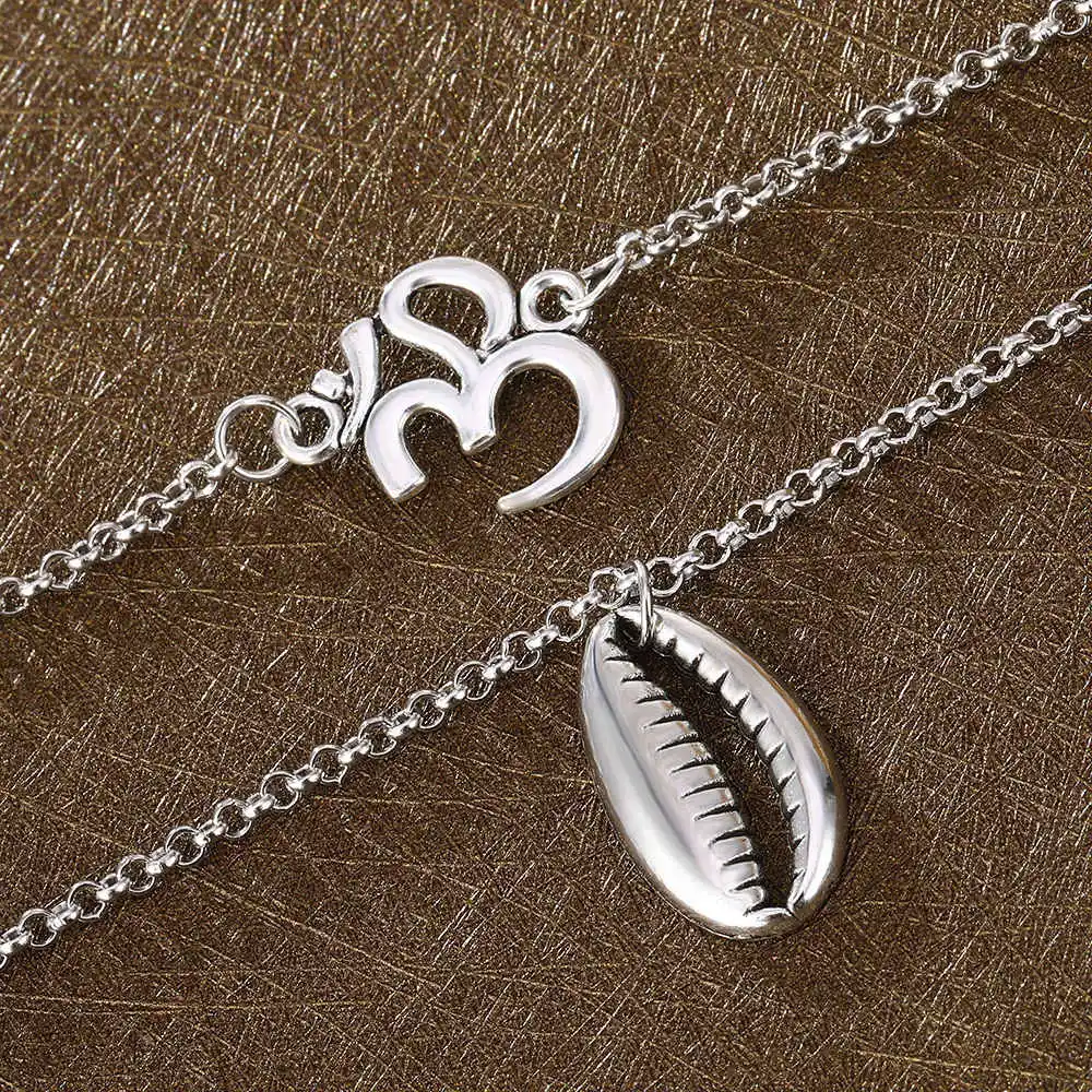 Винтажная цепочка на лодыжку OM РУНИЧЕСКАЯ подвеска лодыжке Летний Пляжный