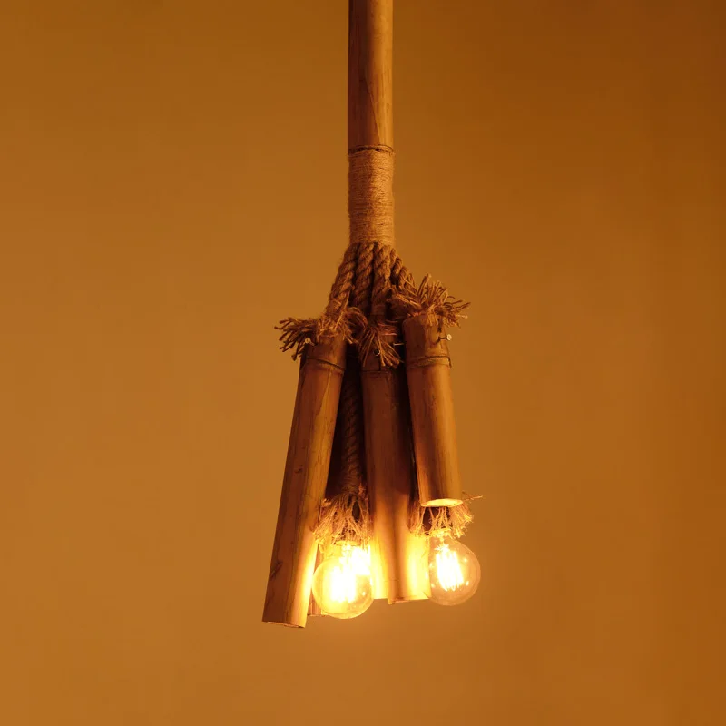 Винтажный креативный подвесной светильник в стиле лофт из пеньковой веревки и