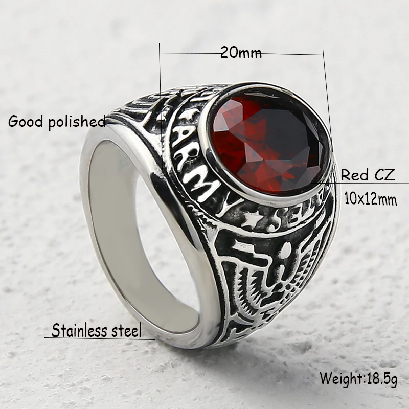 Мужское кольцо EdgLifU черное армейское из нержавеющей стали в стиле милитари США