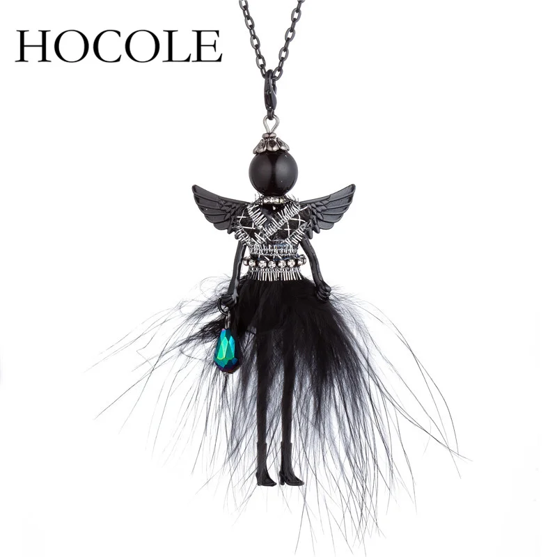 HOCOLE 2018 new girl doll angel wings women necklace statement handmade cute princess trendy pendant fashion party gift jewelry | Украшения