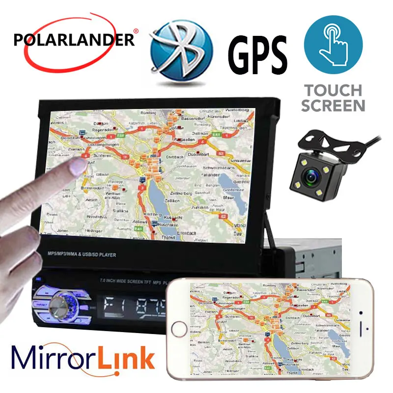 7 &quotСенсорный экран стерео головное устройство автомобиля Радио Bluetooth USB/AUX/SD GPS 1DIN