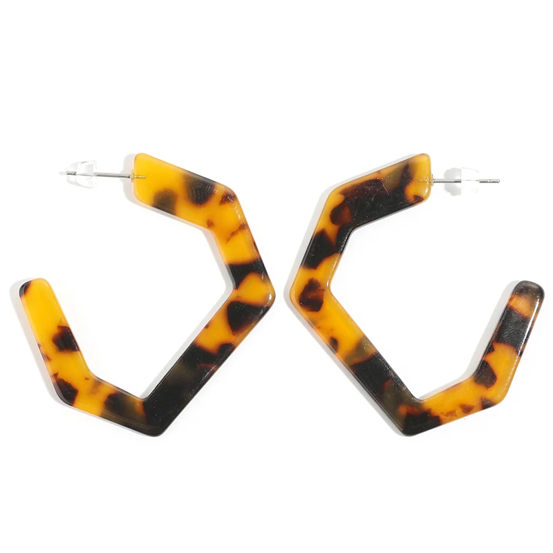 Геометрические акриловые серьги-кольца Необычные серьги из полимеров Ретро