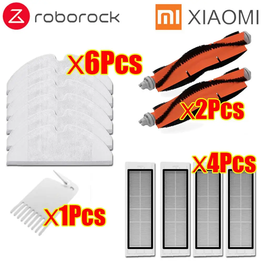 13Pcs Тряпки для мокрой уборки фильтр боковая щетка рулон щетка подходит для Xiaomi Roborock Robot S50 S51 Запчасти для пылесоса наборы - Цвет: 13Pcs