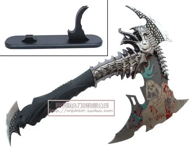 S0182 вампир демон SKULL DRAGON FANCY AXE AX черная кожаная ручка с подставкой 12 дюймов|handle