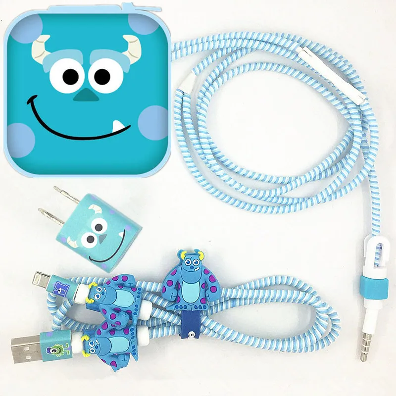 Мультяшная намотка кабеля USB кабель протектор набор зарядное устройство