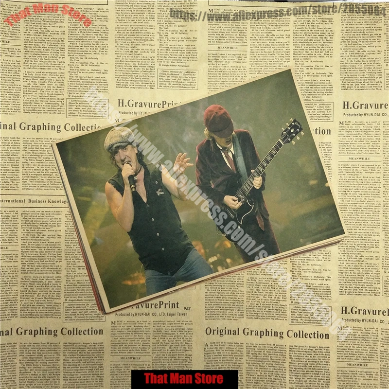 ВИНТАЖНЫЙ ПЛАКАТ ACDC крафт ретро старый рок-н-ролл Старый плакат евро и американская музыкальная команда звезда Ретро плакат