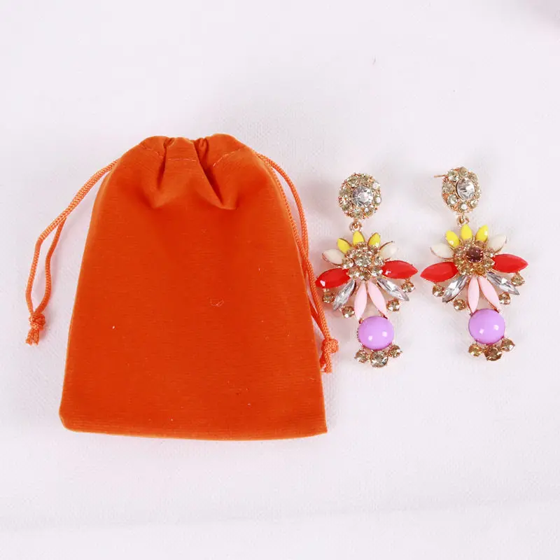 Wholesale Nice Velvet Bags Jewelry Pouches Lake Velvet Gift Bags 5x7 7x9 9x12 15x20cm Sizes for Necklace Bracelet Earring Rings - Цвет: Orange