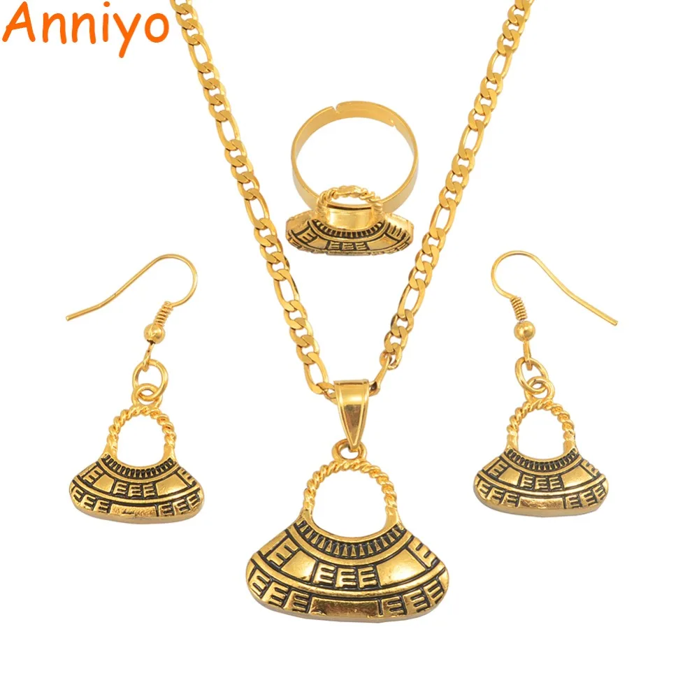 Ожерелье Anniyo PNG Bilum серьги кольцо для женщин золотого цвета традиционная