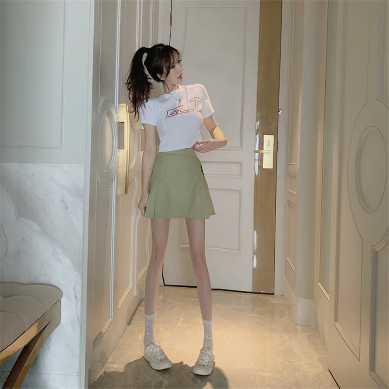 Корейские женские юбки Ins летняя плиссированная мини-юбка с принтом паутины и