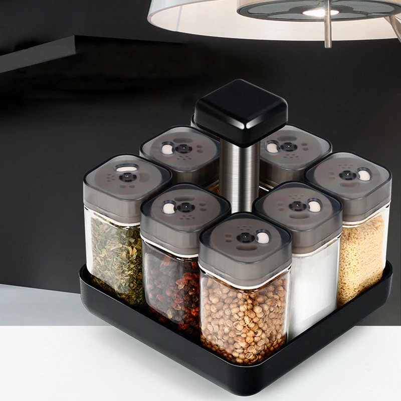 8 шт./компл. Стекло Кухня Spice Бутылок контейнеры для приправ Коробки приправы кисет Организатор домашняя кухня организации аксессуары