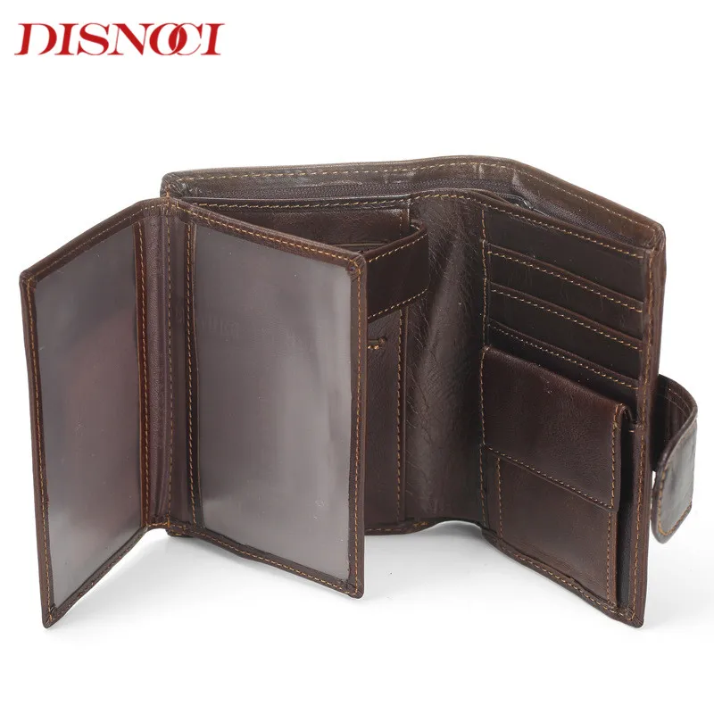 Мужской кошелек DISNOCI тонкий из натуральной воловьей кожи с отделением для монет