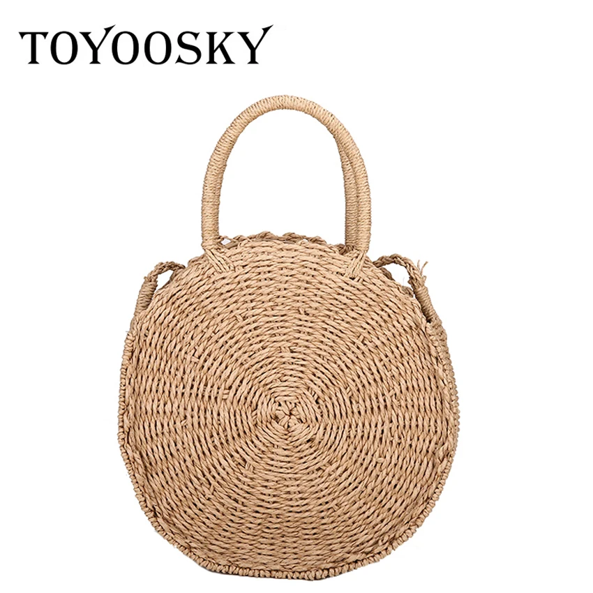 Круглая плетеная Женская сумочка TOYOOSKY ручной работы винтажная соломенная