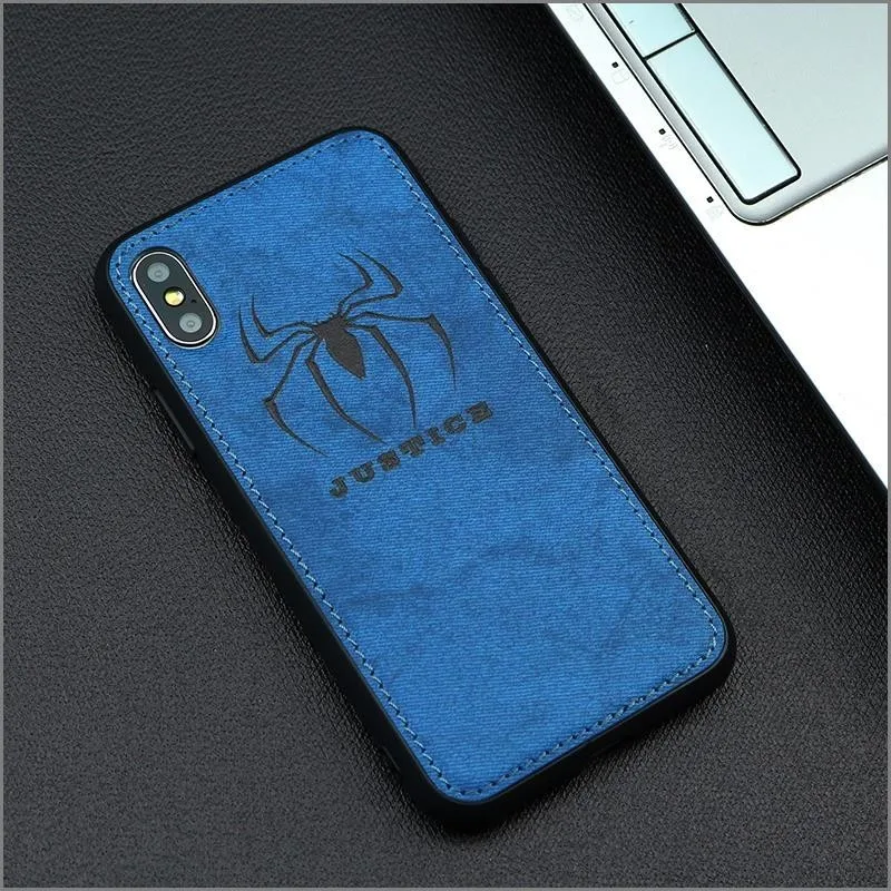 BlueSpiderMan Марвел Мстители ткань чехол для телефона для Iphone 7 8 6 6s Plus X Xs Max Xr паук ткань мягкий чехол DC Вселенная холст силиконовый чехол - Цвет: BlueSpiderMan