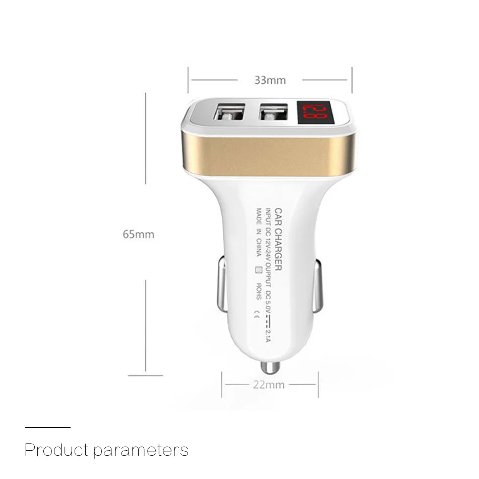 KEXU 5V 3.1A Car Charger With LED Display Universal Dual Usb Phone Car-Charger for Xiaomi Samsung S8 iPhone X 8 Plus Tablet etc | Мобильные