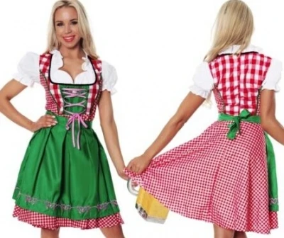 

Немецкая Дамская пивная горничная Dirndl, баварское платье на Октоберфест с фартуком, костюмы для вечерние ринки, Хэллоуина, Необычные платья