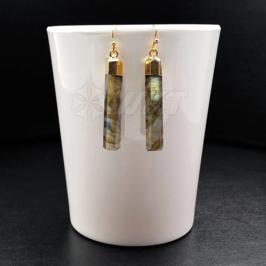 5 шт./лот серьги подвески из натурального Лабрадорита длина 40 мм шт./лот|earrings