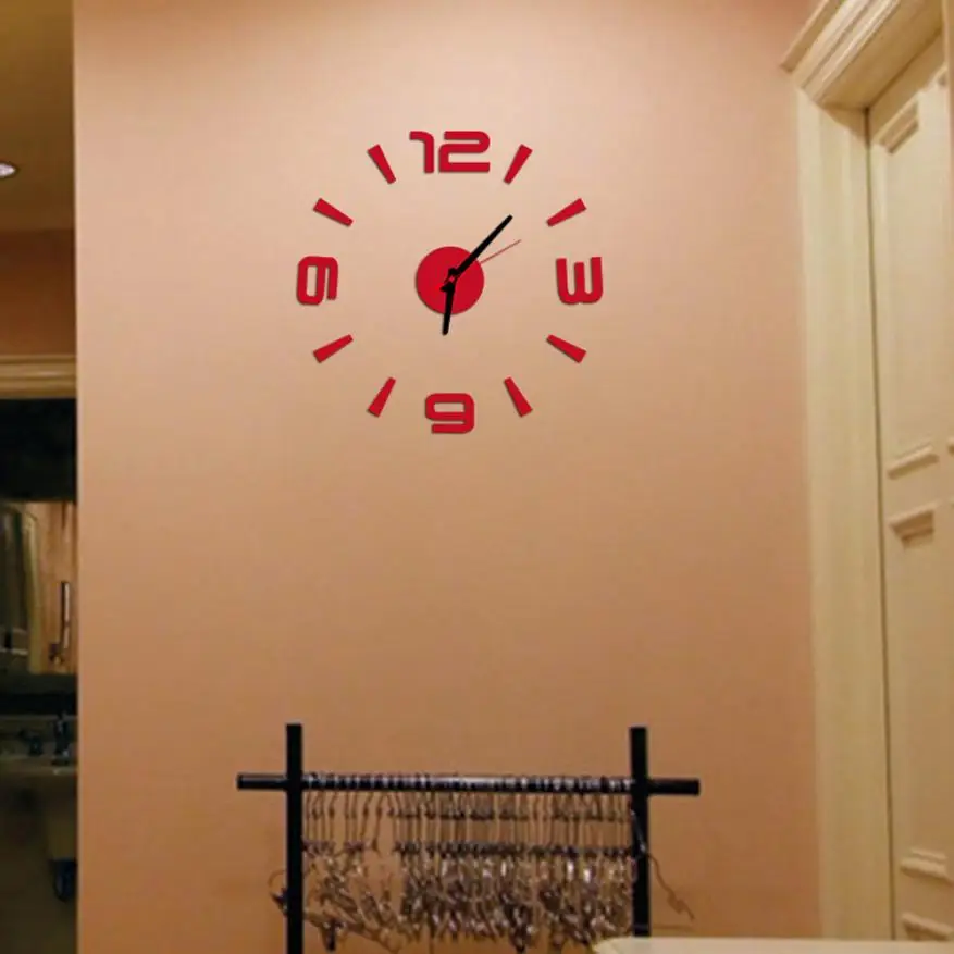 Настенные 3d часы сделай сам зеркальная поверхность наклейка современный Декор