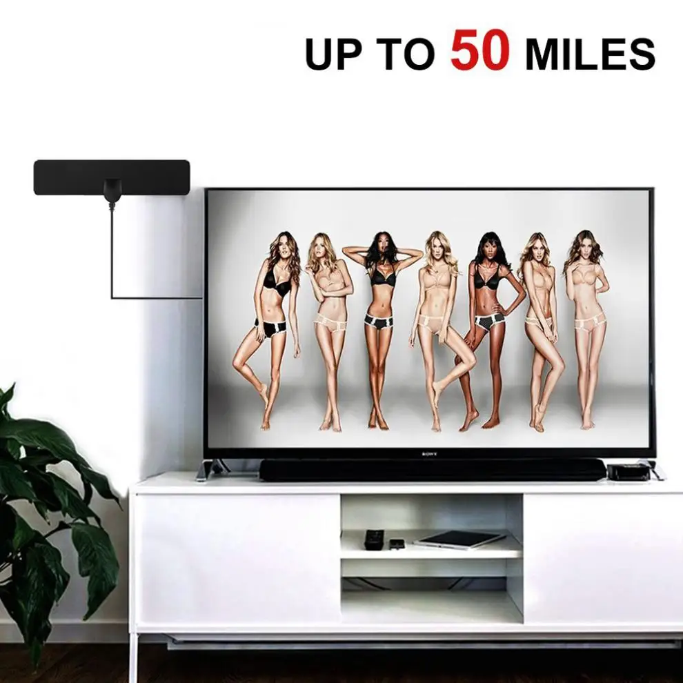 4K HD VHF UHF Freeview внутренняя цифровая HD ТВ антенна с универсальным ТВ разъемом усиленный диапазон 50 милей