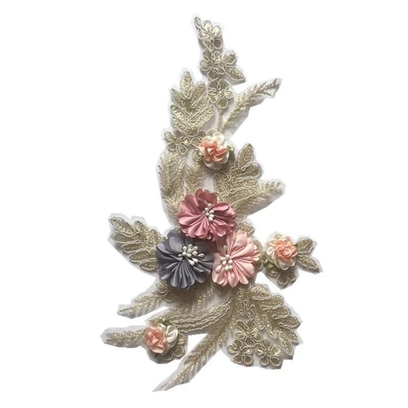 Блестки Золотой Цвет Цветы DIY сшитые вручную джинсовая юбка с тканью аппликация