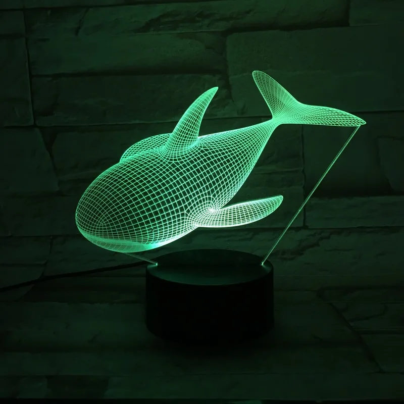 3d лампа в виде морского животного Кита светодиодный светильник сенсорный RGB стол