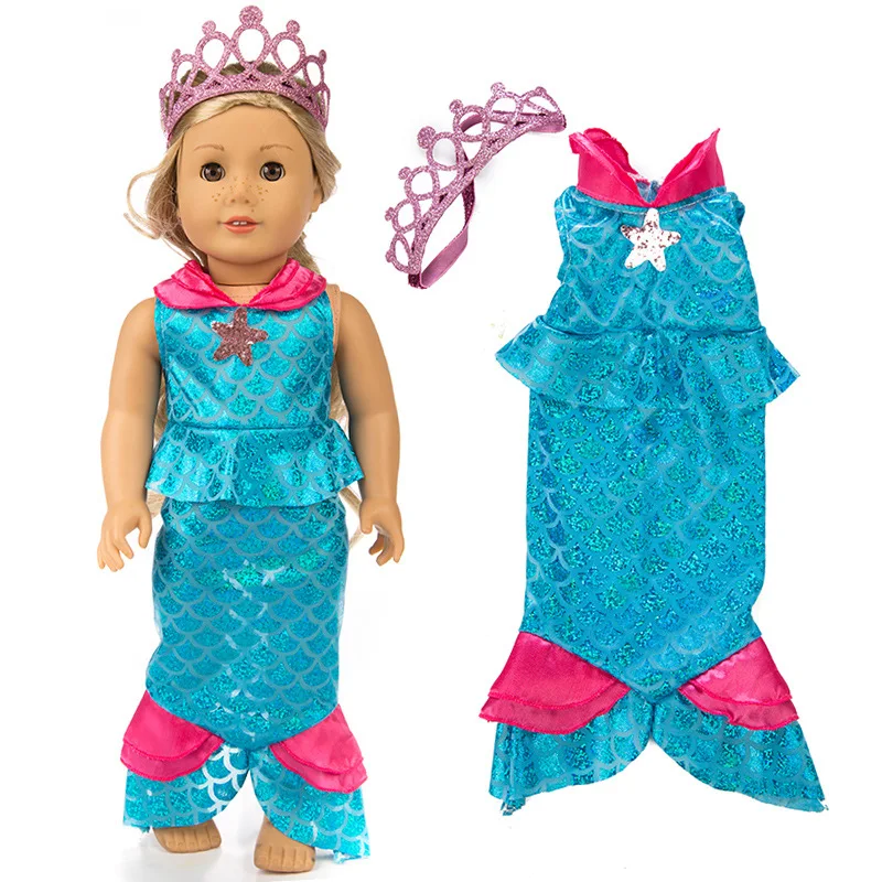 Комплект одежды для девочек из США 2 шт./компл. платье русалки + кольцо волос с