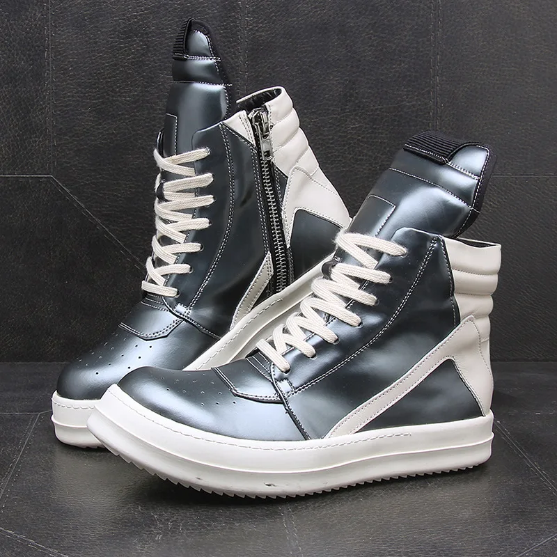 Высокие мужские ботильоны натуральная кожа кроссовки роскошные кеды рыцарские