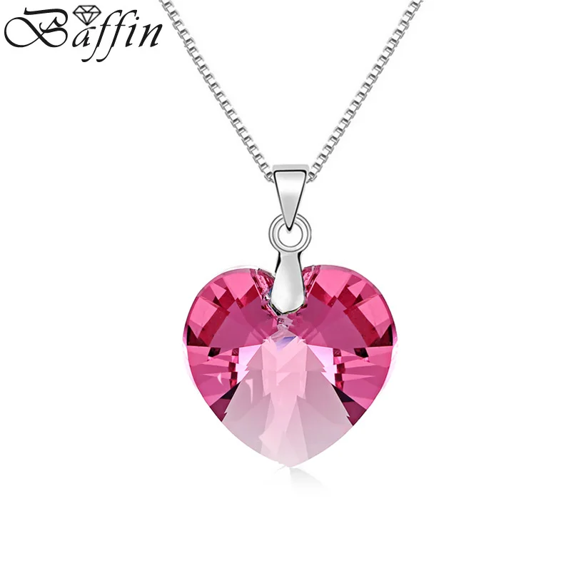 BAFFIN оригинальные кристаллы от Swarovski сердце кулон ожерелье для женщин Серебряный цвет ожерелье макси для влюбленных подарок на день Святого Валентина - Окраска металла: Rose