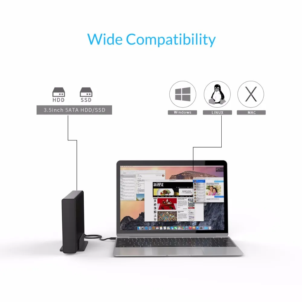 Корпус ORICO для внешнего жесткого диска 3 5 дюйма Type C USB3.1 Gen1 8 ТБ с проводом 100 см