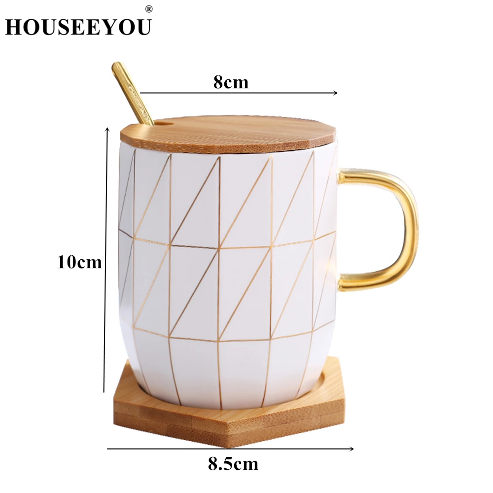 Домашняя дизайнерская кружка для кофе HOUSEEYOU кофейная с золотой ручкой деревянный