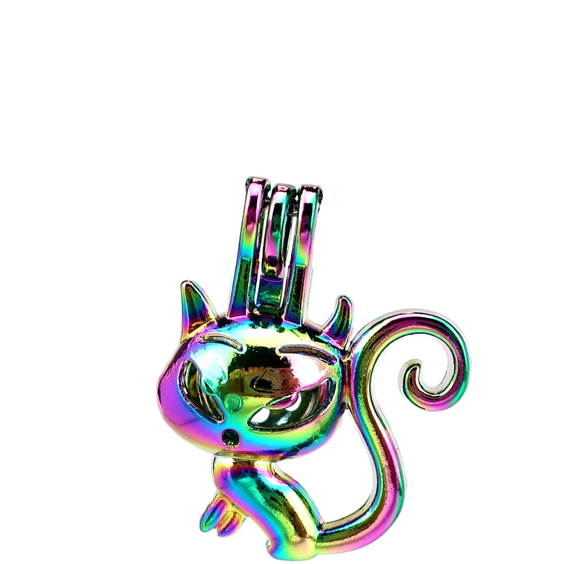 

C909 5pcs/lot Rainbow Color Fox Cartoon Bead Pearl Cage Locket Pendant Pearl Locket Fairytale Party