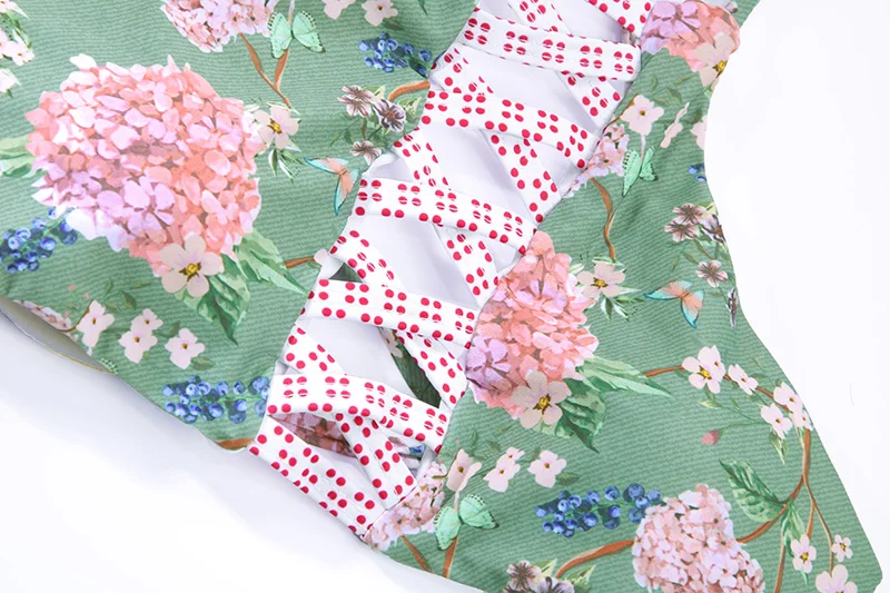 Zrtak, бикини с оборками, бандаж, цветочный бант, купальник, женский купальник, с принтом, на шнуровке, бикини, женский купальник, Женский комплект бикини