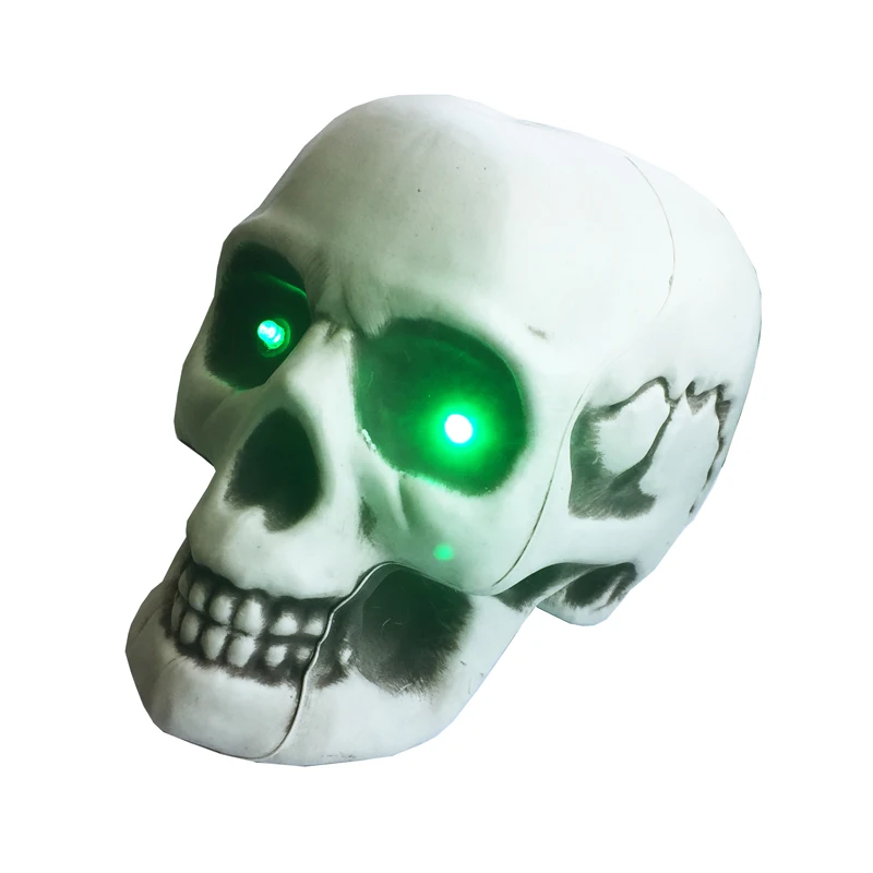 

Halloween skeleton skull with Green LED Light Skull Bones Life Size Skull Haunted House Escape horror props Decorations