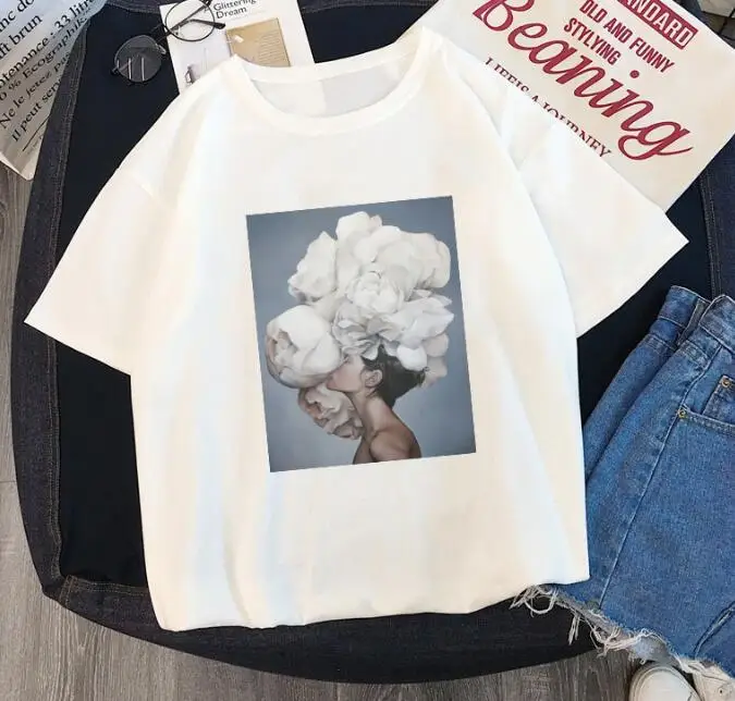 Новая хлопковая Сексуальная рубашка с короткими рукавами цветочным принтом и